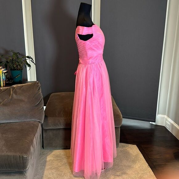 Women’s Pink Off the Shoulder Full Length Prom Party Dress Corset Back Size 8 - Picture 3 of 10